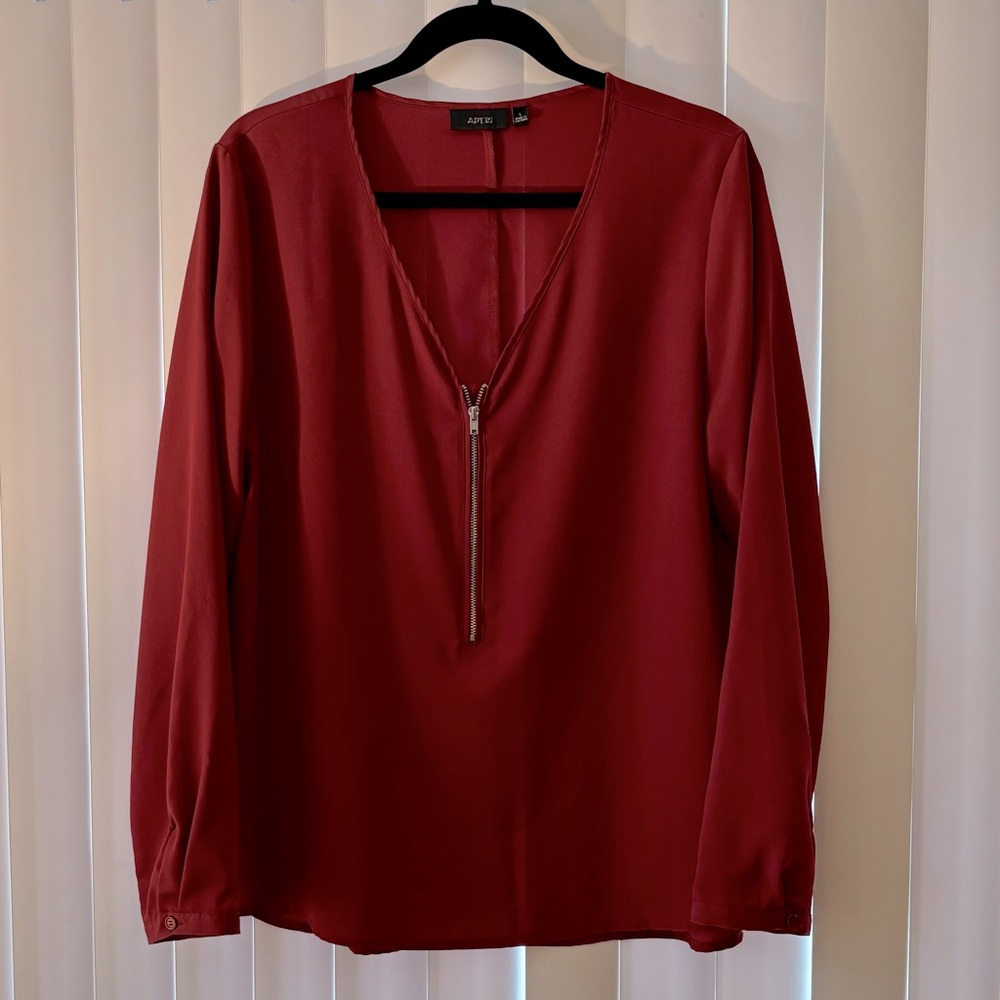 Apt. 9 Red Long Sleeve Blouse Size Large